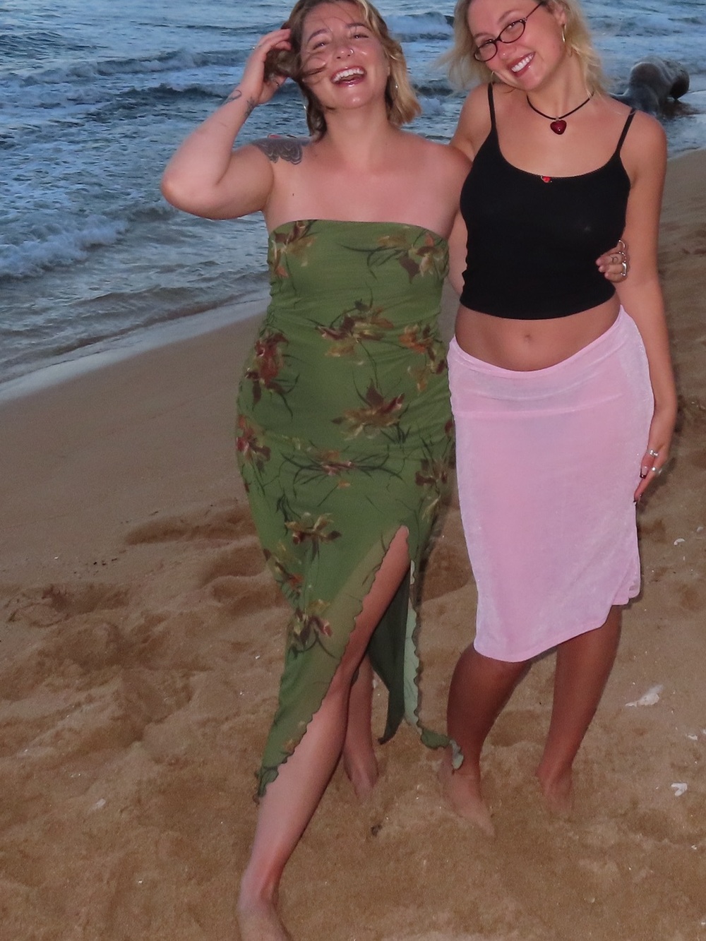 Green Floral Maxi Skirt - Olive with Rust & Mustard Blooms - Picture 4 of 4
